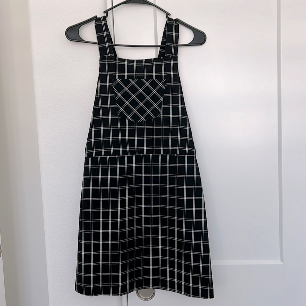 Topshop Plaid Pinafore Petite Mini Dress